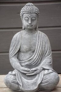 Tuinbeeld - Boeddha in lotushouding, Antraciet